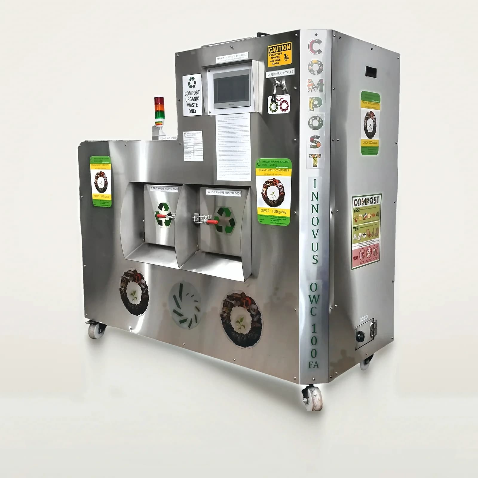 Innovus organic waste composter in brushed stainless steel