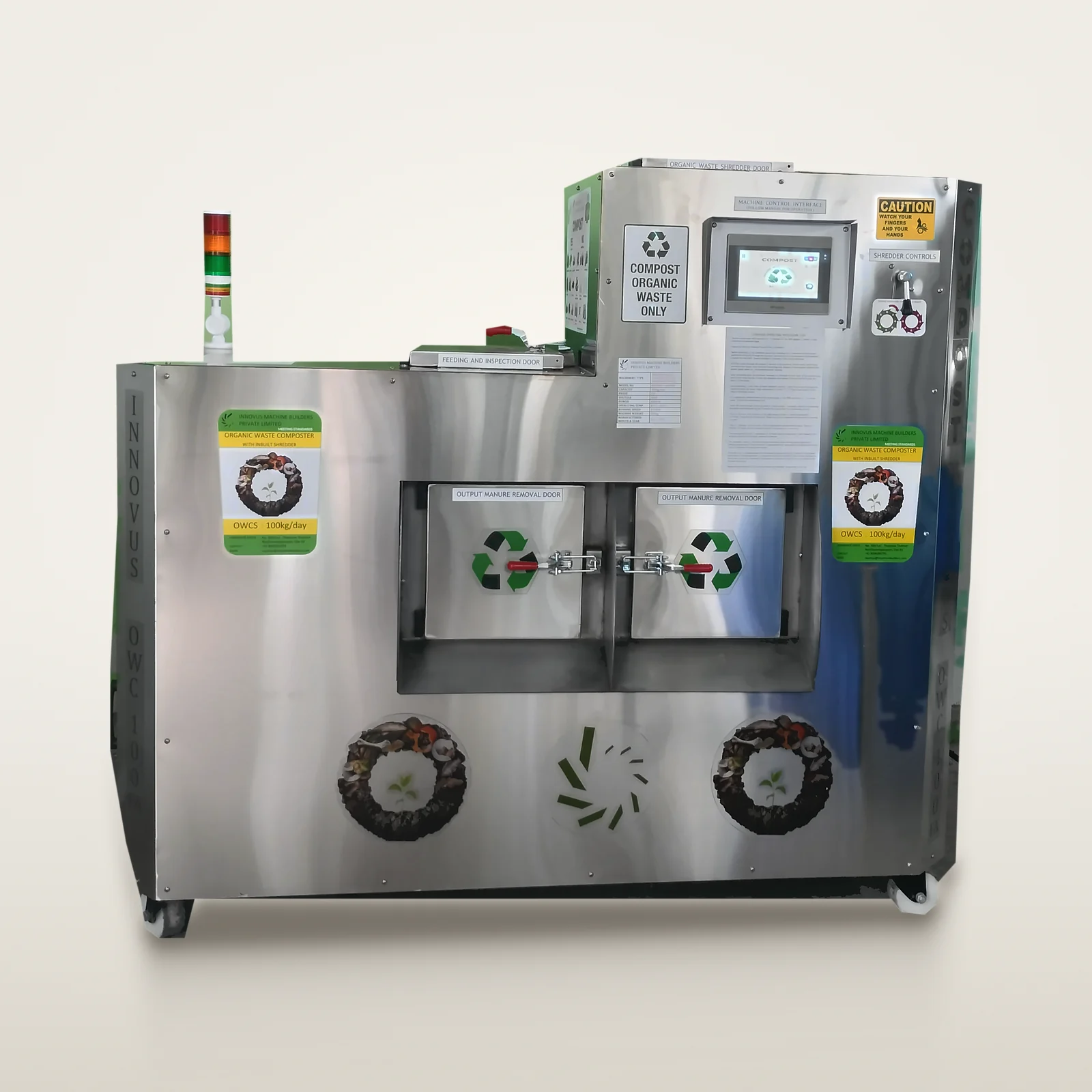 Composter with tower lamp and touch panel