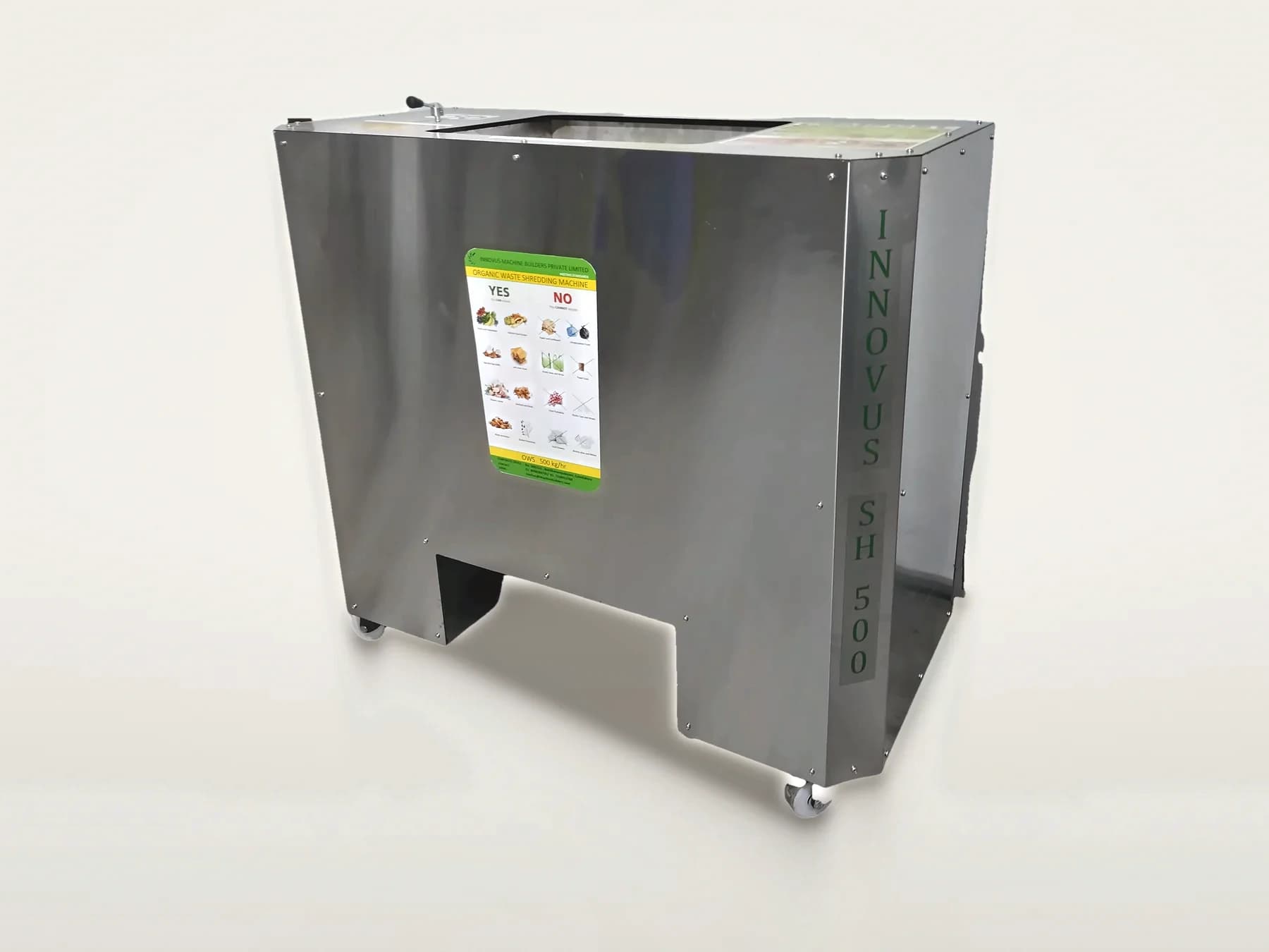Innovus stainless steel shredder on castors